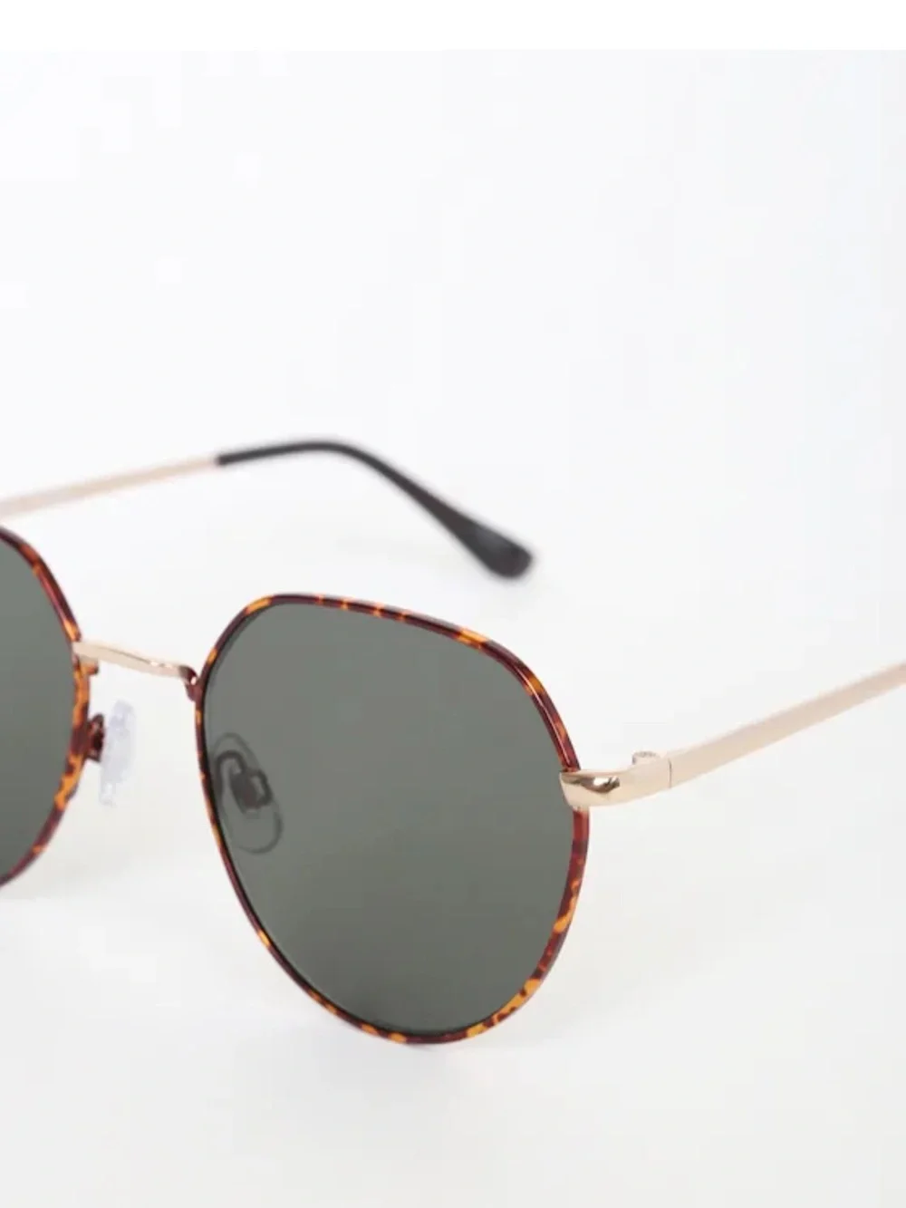 MINKPINK Side Street Brown Tortoise Round Sunglasses Gold Black Lenses